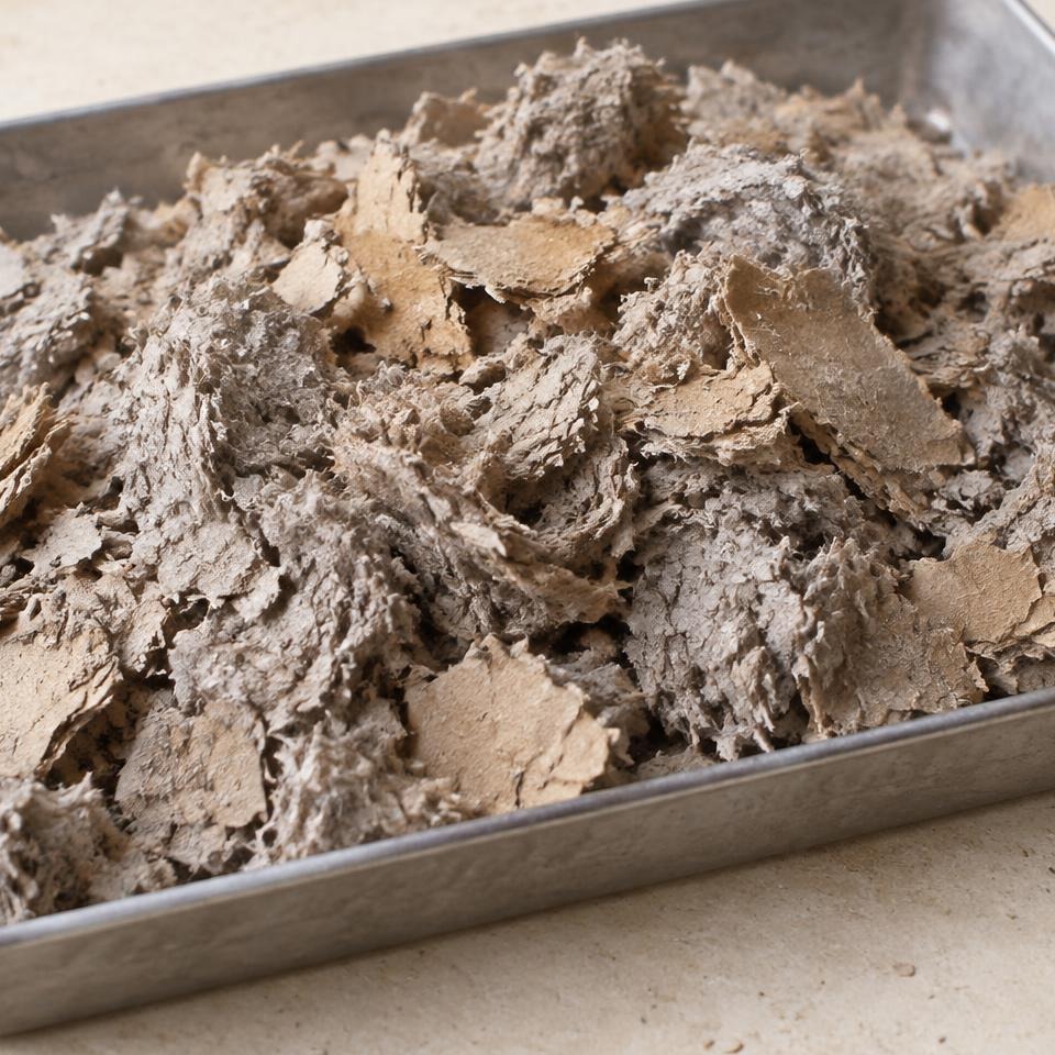 Cardboard ground into a consistent fibre feedstock