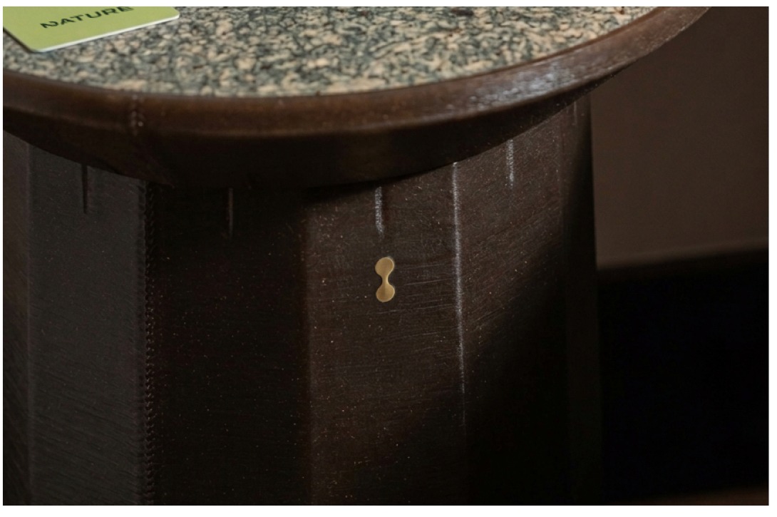 Close detail of a MadeBy recovered-material furniture piece