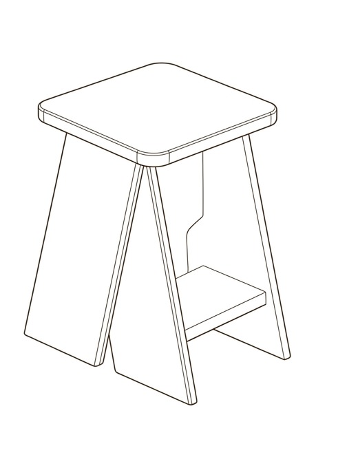 Three-quarter concept illustration of PW-21 Perch Stool